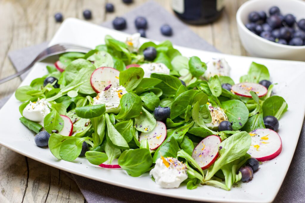 Hallo Garten Rezept Feldsalat mit Ziegenkäse und Heidelbeeren